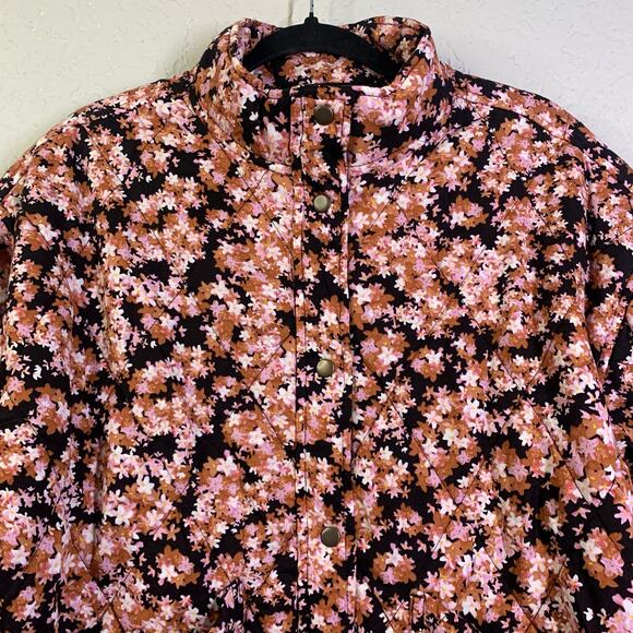 SOCIAL STANDARD By Sanctuary Coat M Jacket Quilted Twill Floral Mock Ne… - Picture 6 of 14